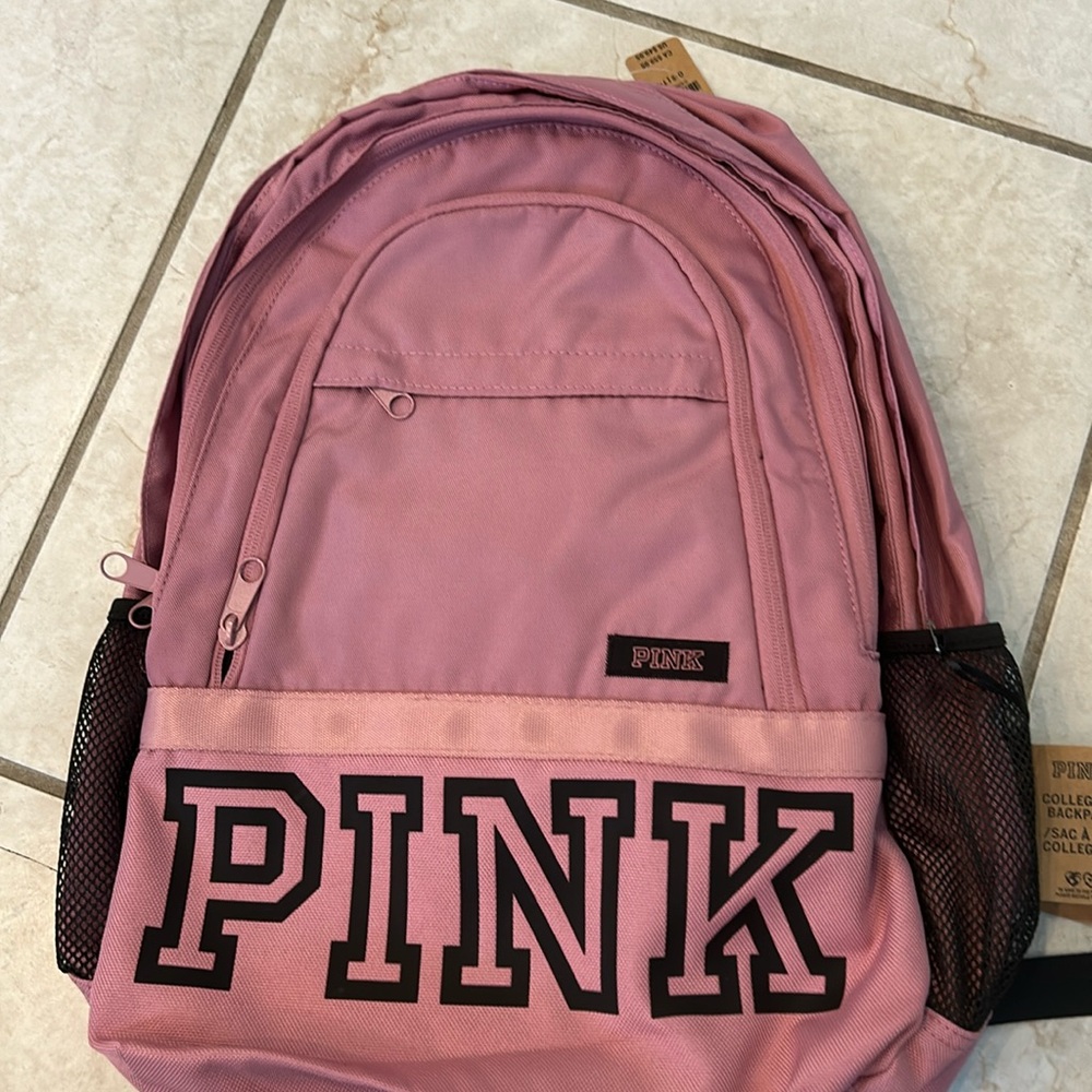 PINK Brand NWT Collegiate Backpack in Rose color, fits 17” laptop